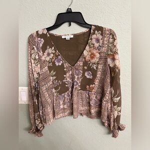 American Eagle Outfitters Floral Blouse - Brown and Purple